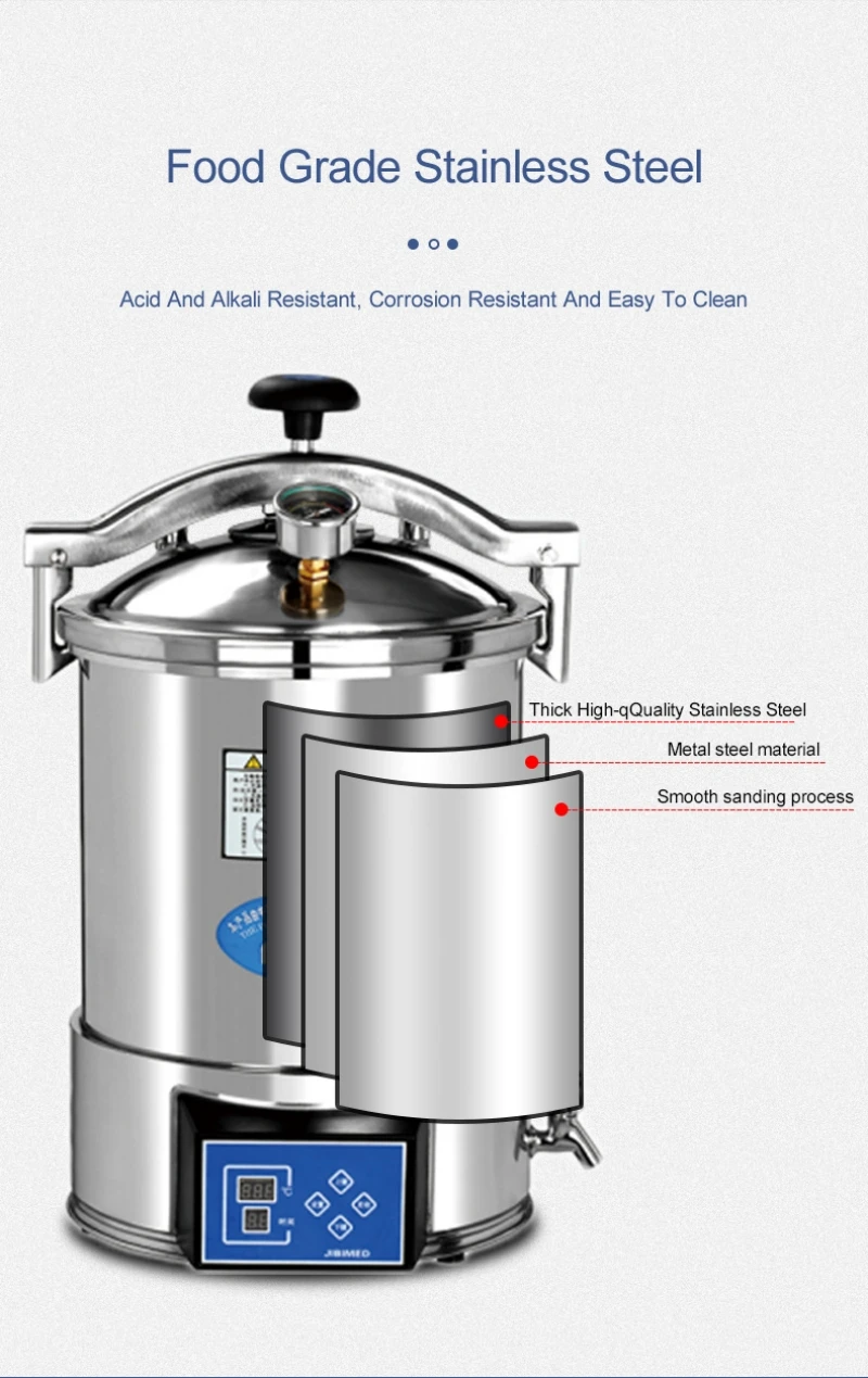 IKEME 18L/24L Laboratory High Temperature Steam Sterilizer Portable Autoclave Pressure Steam LED Display Automation