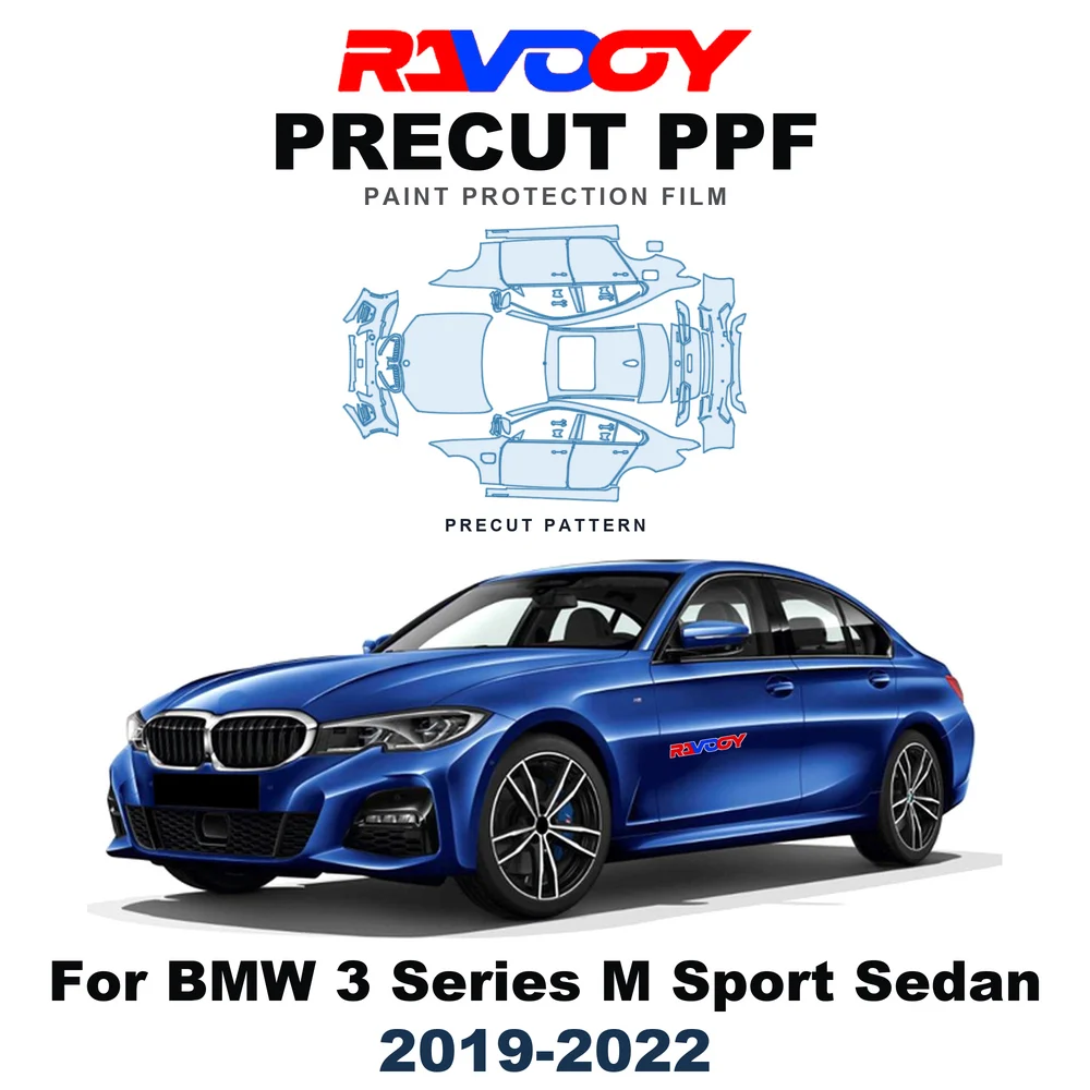 Precut PPF For BMW 3 Series M Sport Sedan 2019-2022 8.5mil TPU Paint Protection Film Hood Bonnet Bumper Headlight Self-Healing