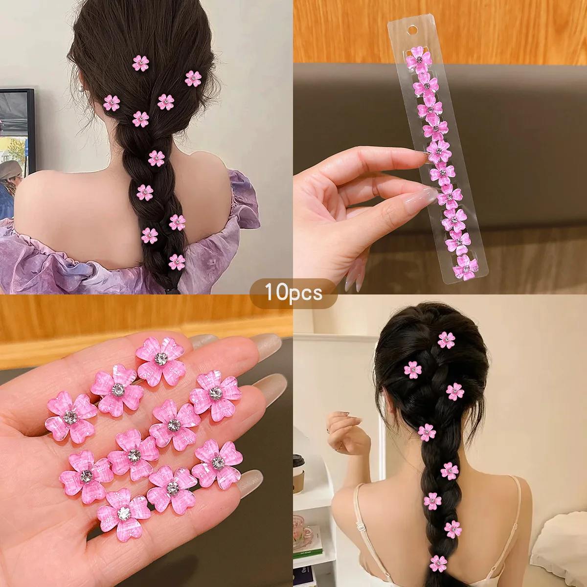 10 süße Haarspangen mit Blumenköpfen und Haarspangen, geeignet für den täglichen Gebrauch als Haarschmuck