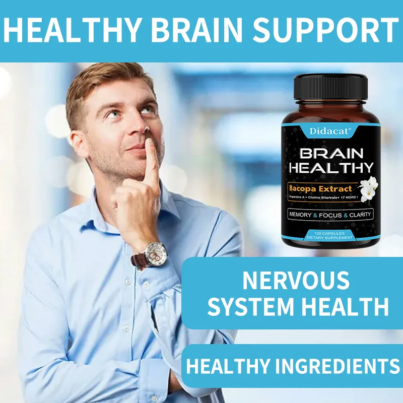 Bacopa Monnieri Extract Capsules - Nootropic Brain Supplement for Memory, Focus, Mental Clarity & Cognitive Performance, Non-GMO
