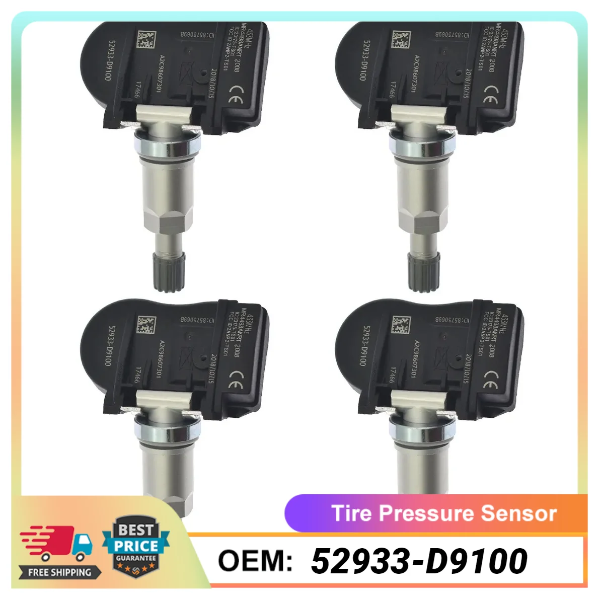 4PCS 52933D9100 52933-D9100 Tire Pressure Sensor For KIA Sportage K7 KX5 Picanto Hyundai Genesis in Stock