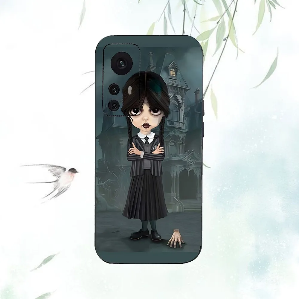 W-Wednesdaies Anime A-Addams Phone Case For Xiaomi 11 Redmi Note 11 5G 8T 9A 9 10T Note8Pro Note9 12SUltra Black Case image 3