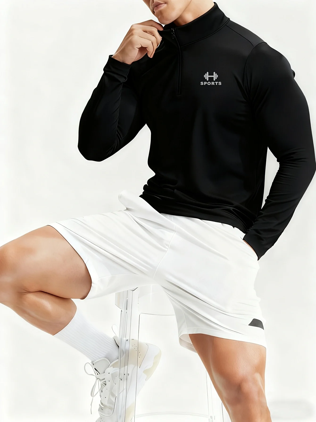 Men's Half-Zip Long Sleeve Sport T-Shirt Quick Dry Breathable Polyester Gym Top All Seasons Multi-Color Available 1PC