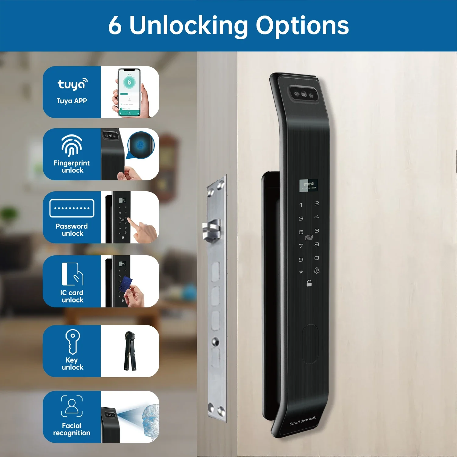 Trudian 3DFace Recognition วิดีโอ Intercom สมาร์ทล็อค Tuya Wifi App รีโมทคอนโทรล Deadbolt Biometric ลายนิ้วมือสมาร์ทประตูล็อค