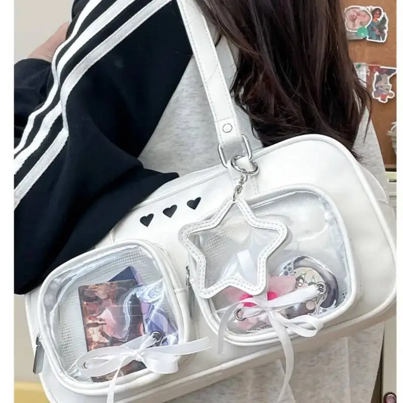Bloom Transparent Japanese Sier Ita Bag Purse Women Haruku Aesthetic Leather Shoulder Bags Hot Girl Handbag Bolsos De Muje
