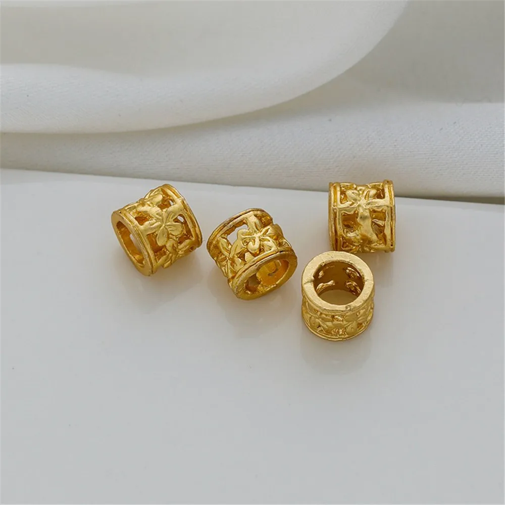 Antique Gold Separated Bead, 18K Color Preserving Matte Gold, Hollow Cylindrical, DIY Bracelet and Necklace Accessories, 5x6mm