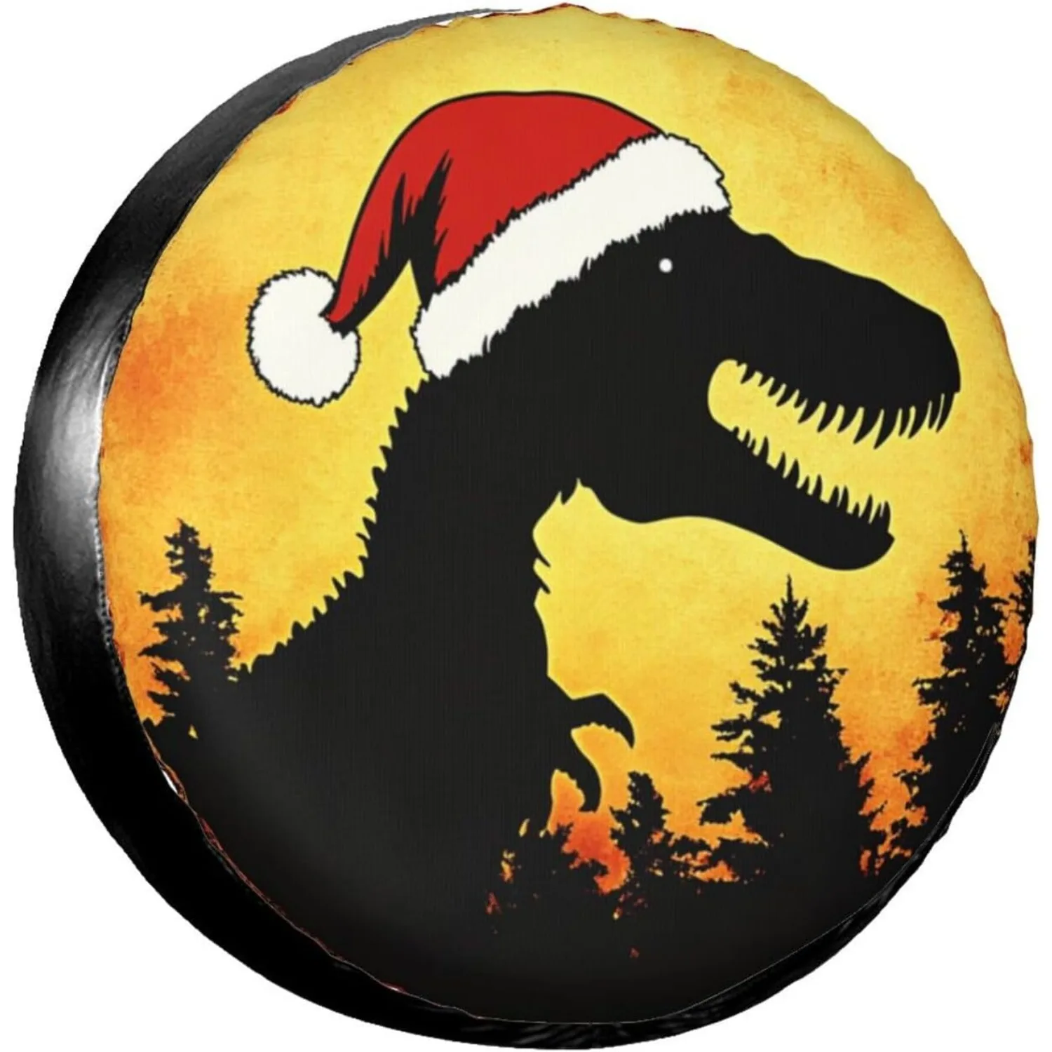 1pc Funny Christmas Santa Hat Dinosaur Spare Tire Cover Wheel Protectors Waterproof Wheel Covers Universal Print Multisize