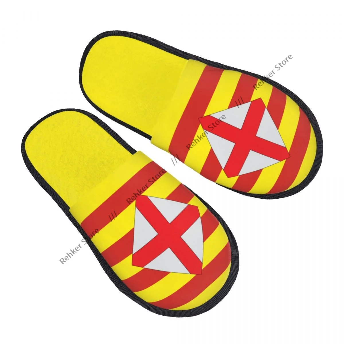 

Домашние тапочки, домашние тапочки для спальни, флаг, провинция Барселона, шлепанцы, осенне-зимняя пушистая плюшевая обувь