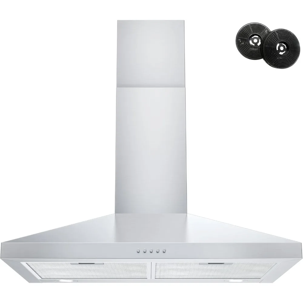 

Range Hood 30 Inch, Stainless Steel Wall Mount Kitchen Hood 450 CFM with 3 Speed Exhaust Fan, Ducted/Ductless