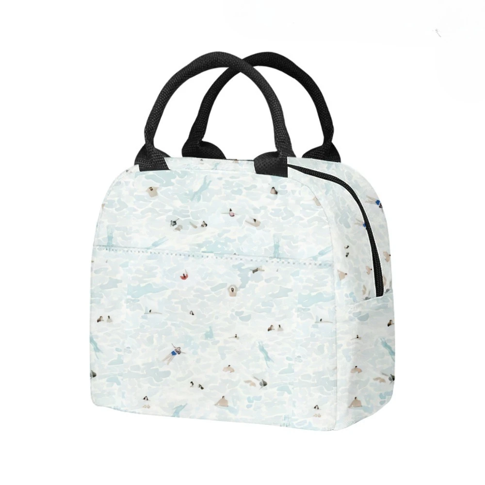 Sailboats Palm Trees Beach Insulated Lunch Bag Side Pocket Waterproof Reusable Office Easy Clean Design for Work School Picnics