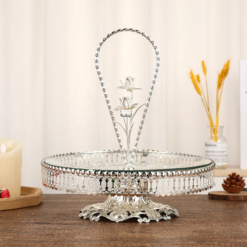 European-style silver pattern carved single-layer fruit plate Three-dimensional decorative handicraft fruit plate Hotel banquet