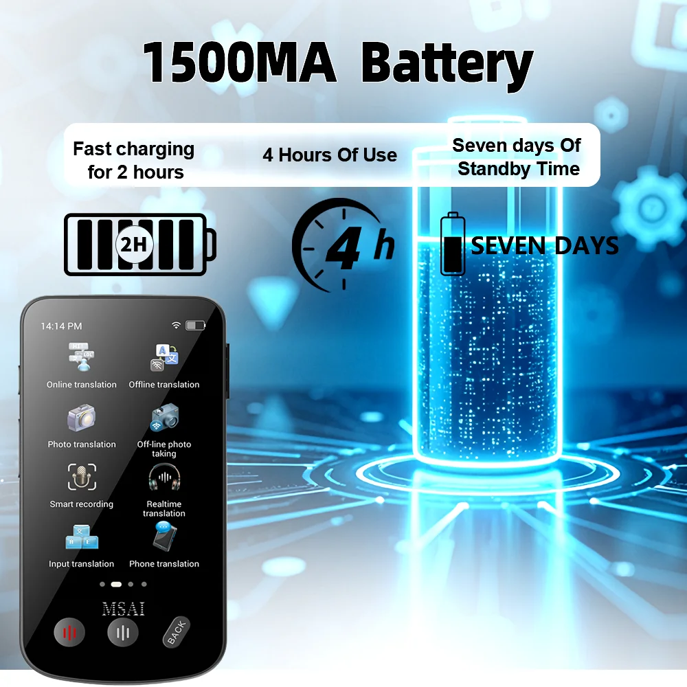 جهاز مترجم MSAI T27 160 لغة 4G Sim 2+16GB ترجمة الصور الصوتية AI في الوقت الحقيقي ترجمة عبر الإنترنت دون اتصال بالإنترنت للسفر #5