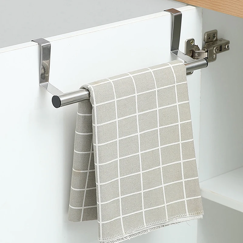 Stainless Steel Towel Rack Scalable Door Back Towel Bar Hanging Holder Bathroom Kitchen Cabinet Towel Rag Rack Storage Hanger