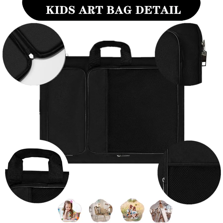 Portafolio de arte Bolsa de arte de ilustraciones 15 x 18 para obras de arte infantiles Organizador 8K Estuche de portafolio A3 para transportar obras de arte con totalizador y respaldo