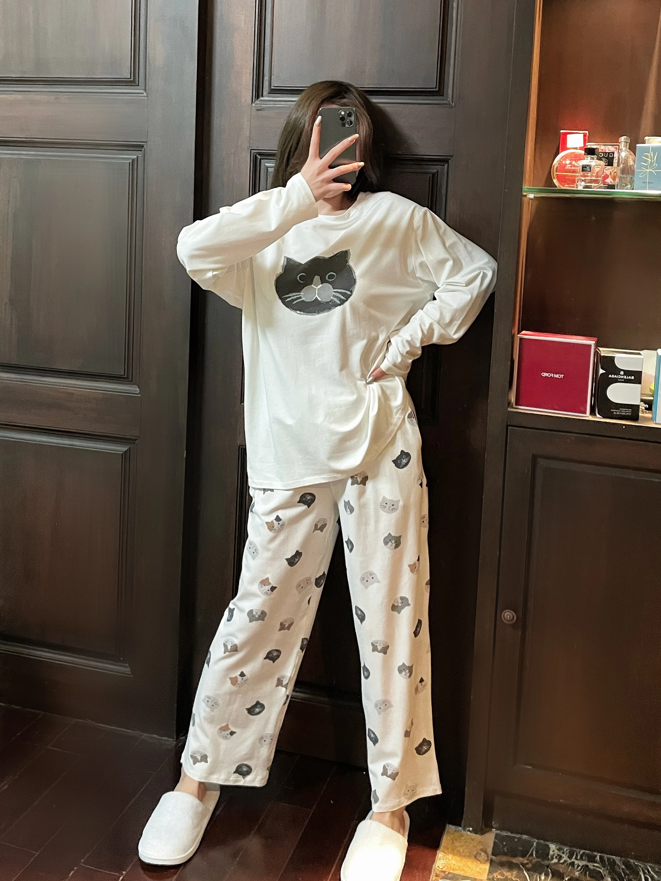 spring-summer-women's-sleepwear-round-neck-long-sleeve-pure-cotton-modal-print-comfortable-loose-plus-size-home-clothes