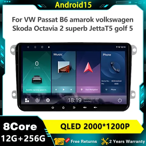 9" Android 15 For VW Passat B6 amarok volkswagen Skoda Octavia 2 superb 2 JettaT5 golf 5 Car Multimedia Player GPS WiFi Carplay