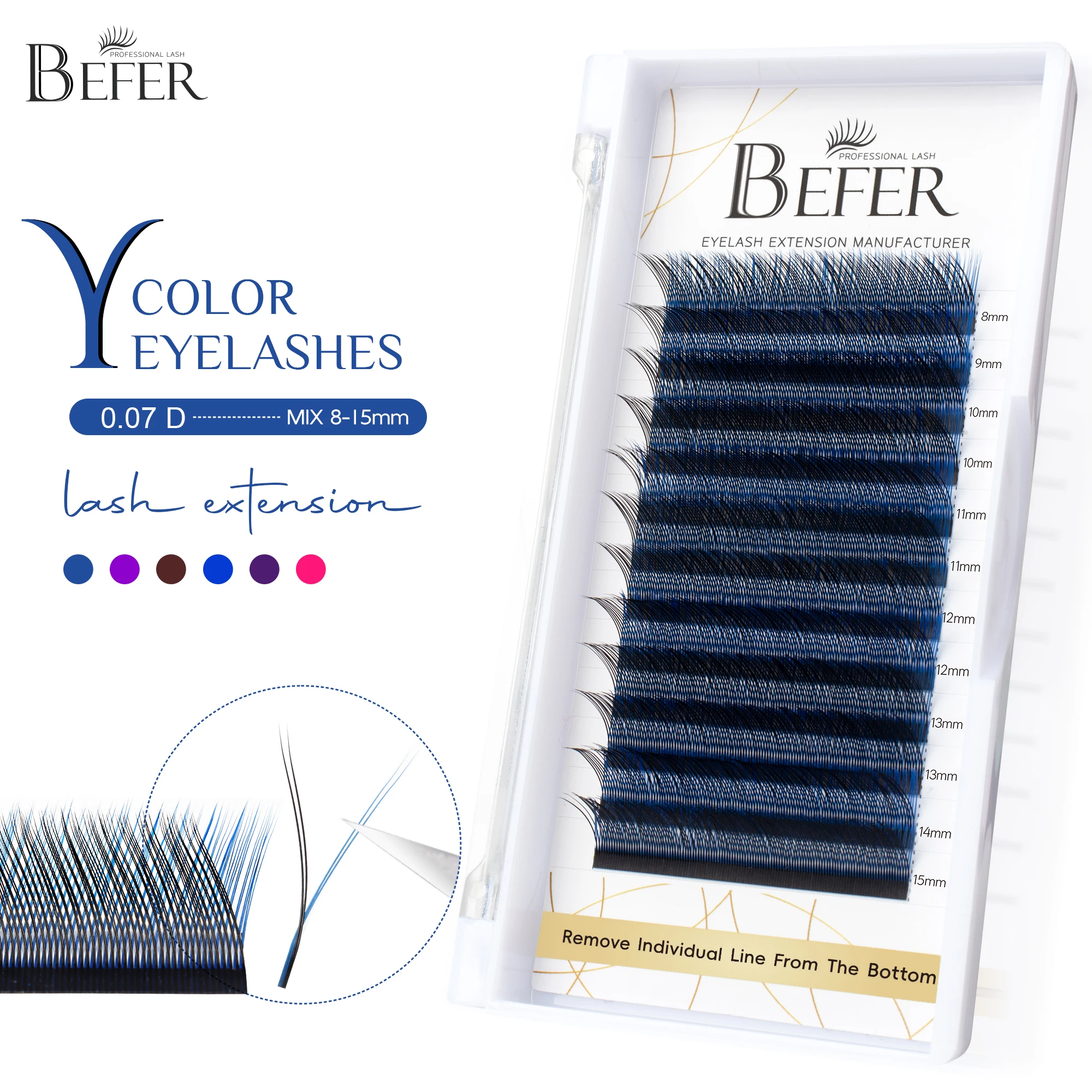 BEFER-Colored YY Shape Eyelashes Extension Lashes D Curl High Quality Idividual Lash Makeup Tools Spring Pairing