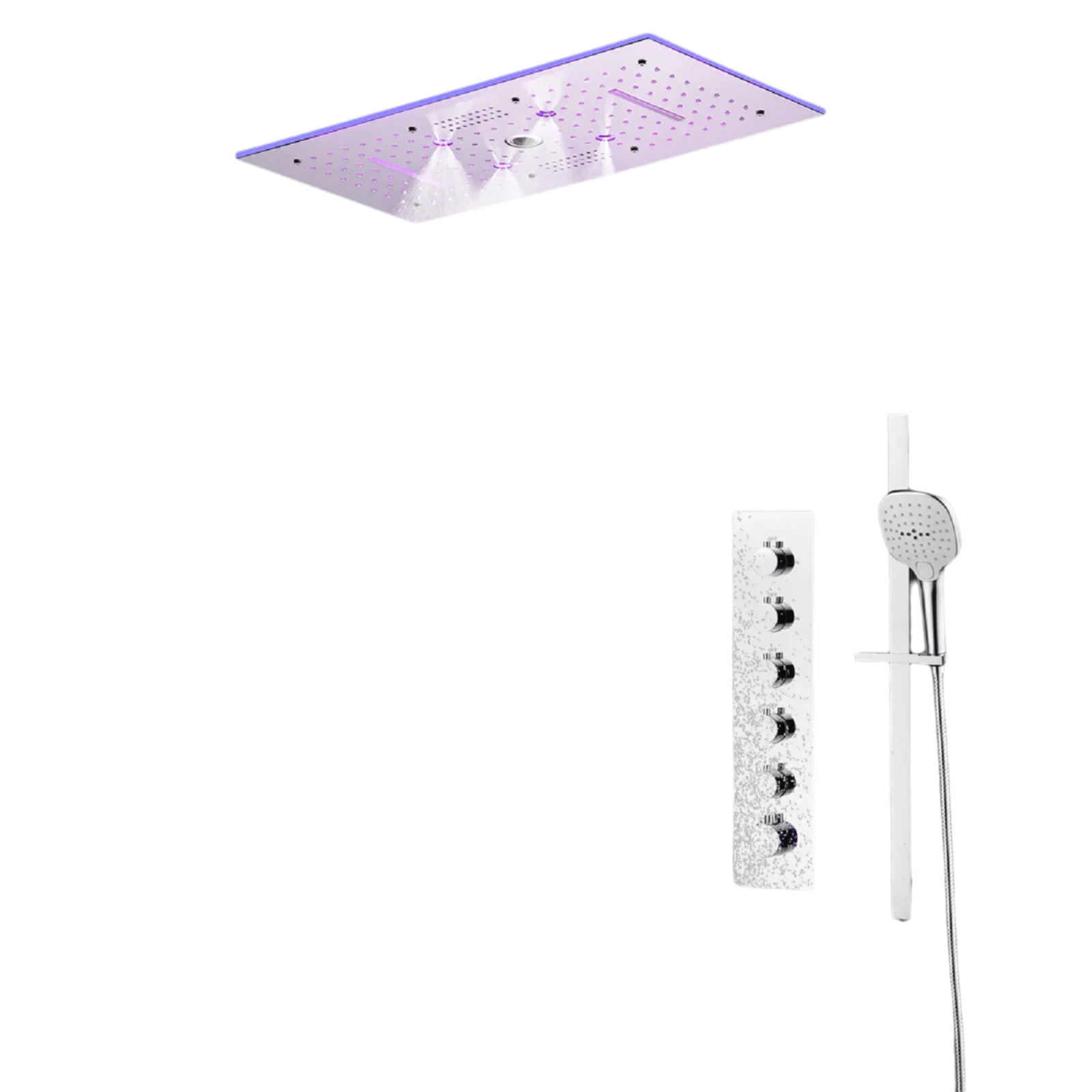 Music Shower Set LED  Shower Rain Mist Waterfall Column Thermostatic 5 Ways mixing valve