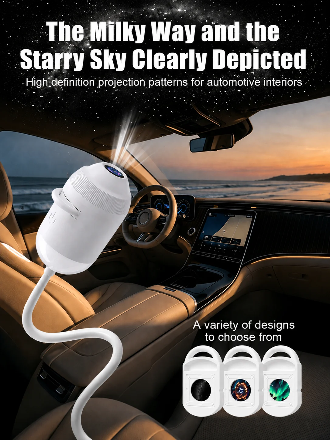 USB Starry Sky Projector Night Light 360 Bendable Flexible Hose HD Projection Car Bedroom Decor Lamp Replaceable Pattern Films
