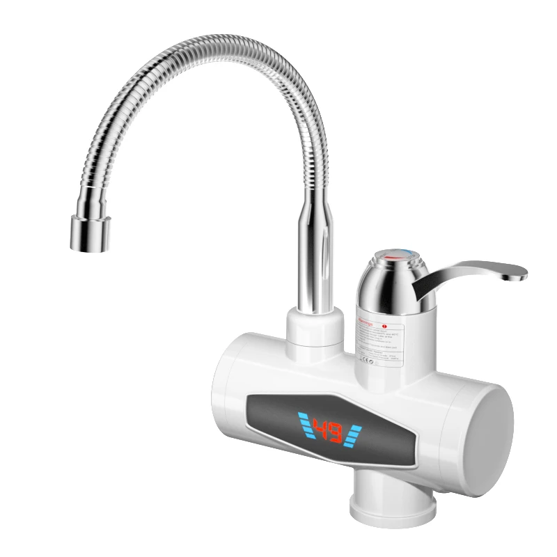

Flexible Gooseneck Electric Water Heater Tap, 360° Swivel Instant Hot Cold Water Faucet with LED Digital Temperature Display