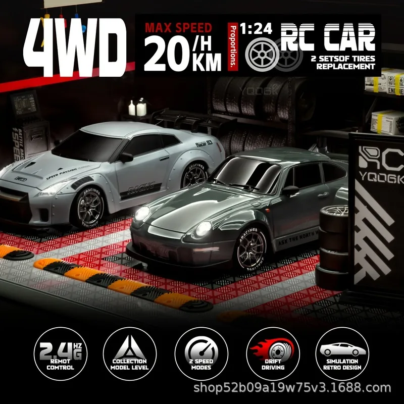 Beginner Rc 1: 24 Metal Remote Control Car, Half Proportional Throttle, Dual Battery Version, 4wd 20km/H 2.4g