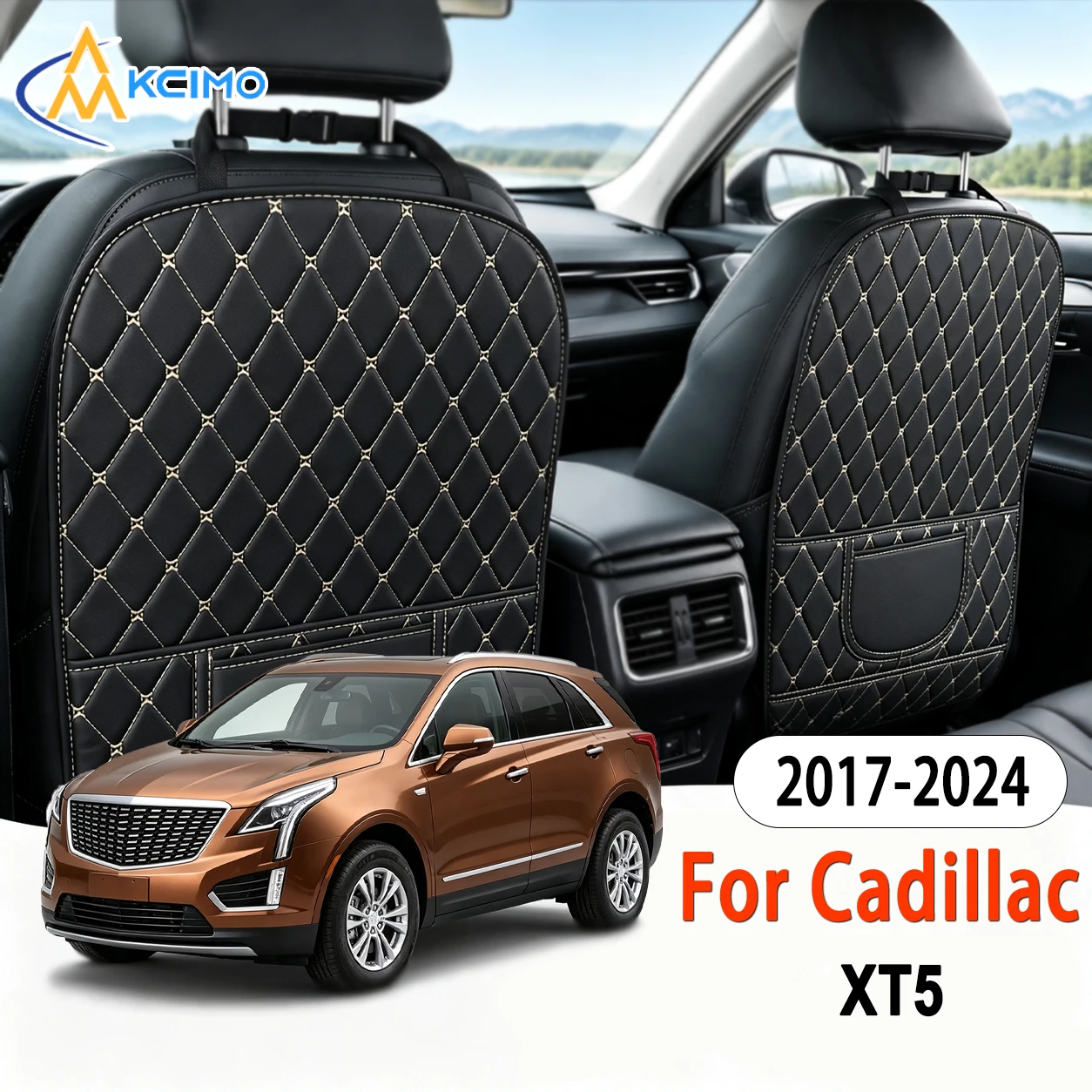 Quick Install PU Leather Rear Seat Anti-kick Mat For Cadillac XT5 2017-2024 Excellent, Easy Clean Car Seat Accessories