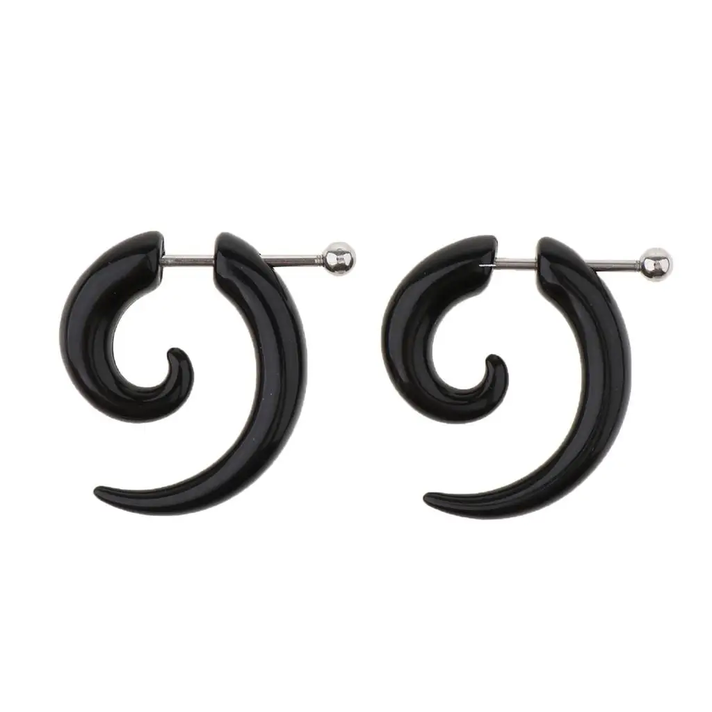 2-6pack 1 Pair Black Acrylic Fake Spiral Snail U-shaped Ear Expander