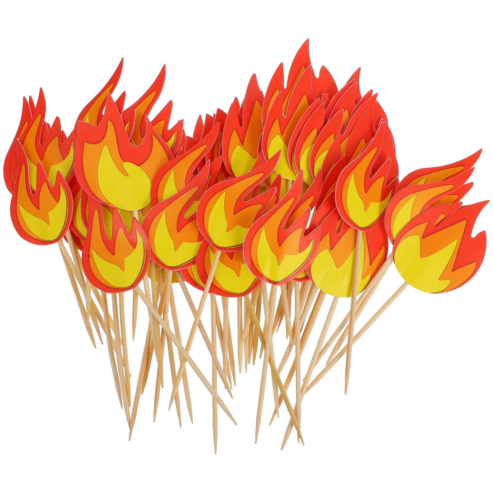 

50Pcs Flame Design Cupcake Toppers Fire Rescue Theme Cake Inserts for Birthday Party Cake Decorations Supplies