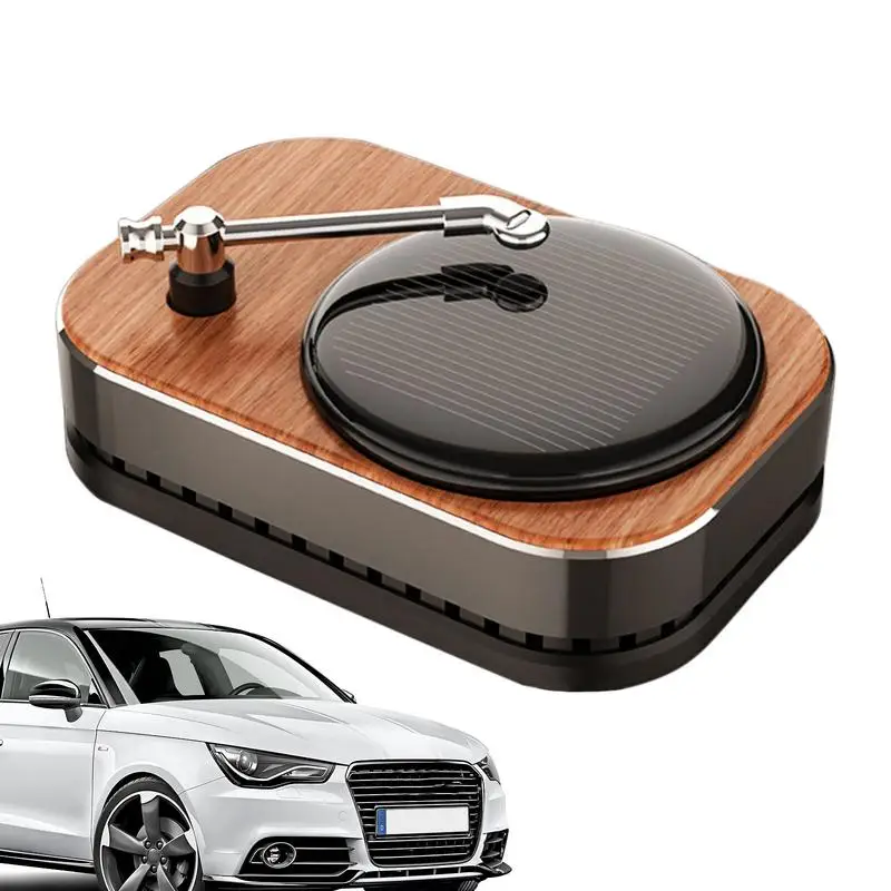 Car Aromatherapy Diffuser Rotary Solar Powered Fragrance Diffuser Record Player Shape Long Lasting Fragrance Car Accessories