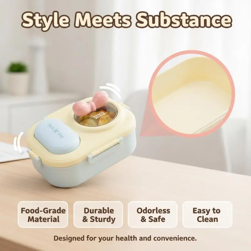 Cute Bento Box For Women & Teens Portable Macaron Style Lunch Container Ideal For Work Picnic Dating Simple Packing Food Storag