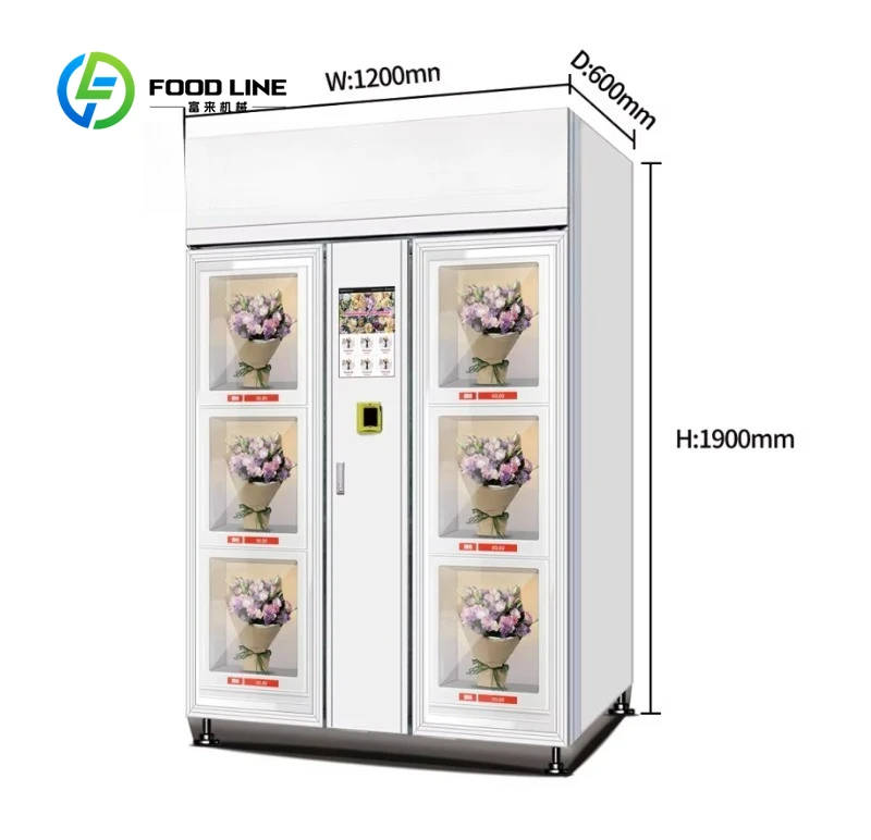 Customized size Smart flower locker 6 boxes refrigerated cooling: 5-20 ℃, with humidification