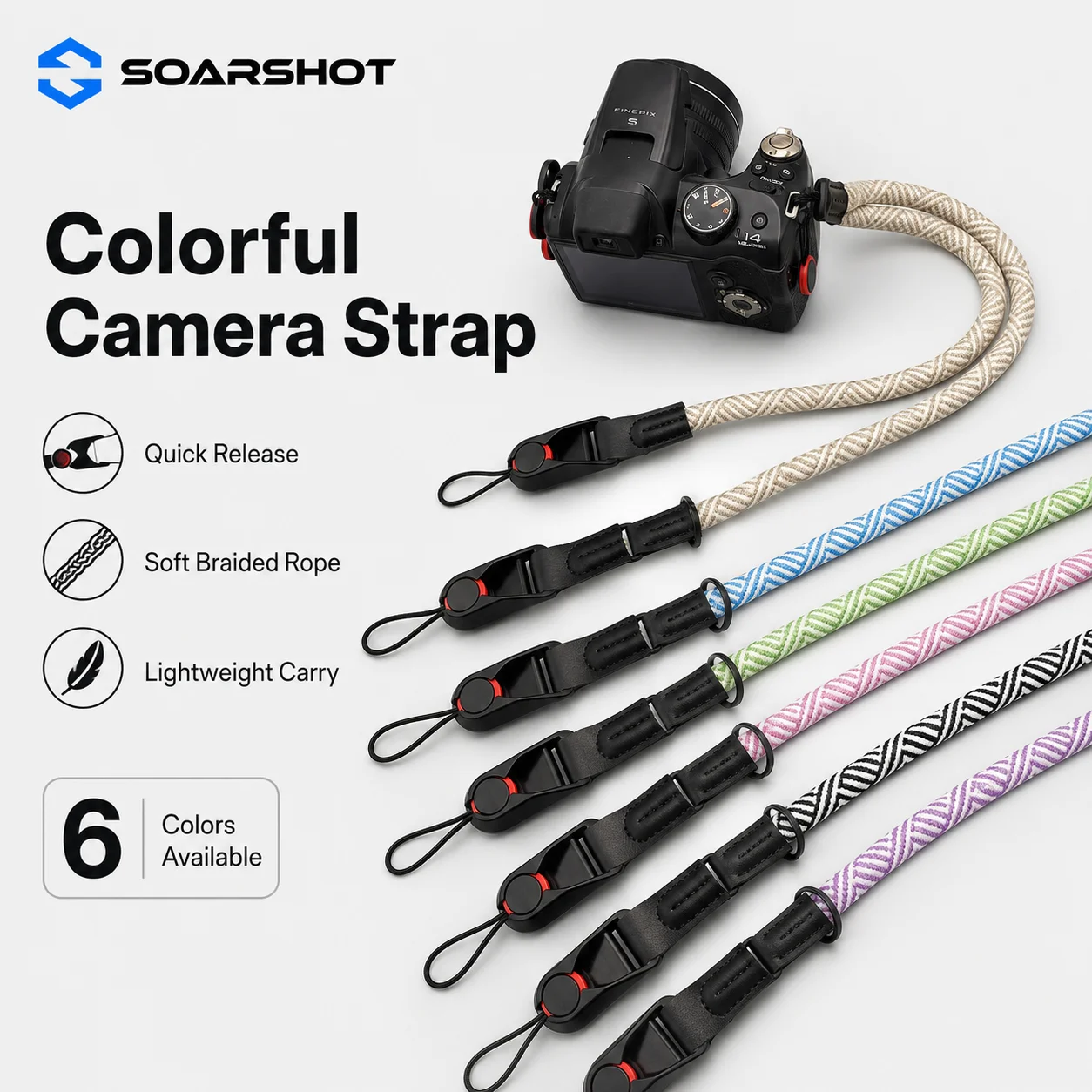 SOARSHOT Colorful Camera Neck Strap Quick Release Rope Wrist Shoulder Strap for DSLR Mirrorless Camera