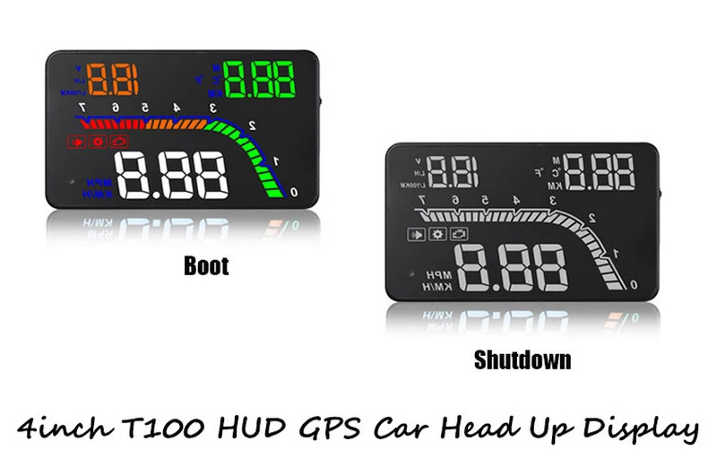 1Pcs 0.33KG T100 Car Trip Computer HUD No Brand No OEM Part Number OBD2 EUOBD Auto‑Power On‑Off Windshield Display
