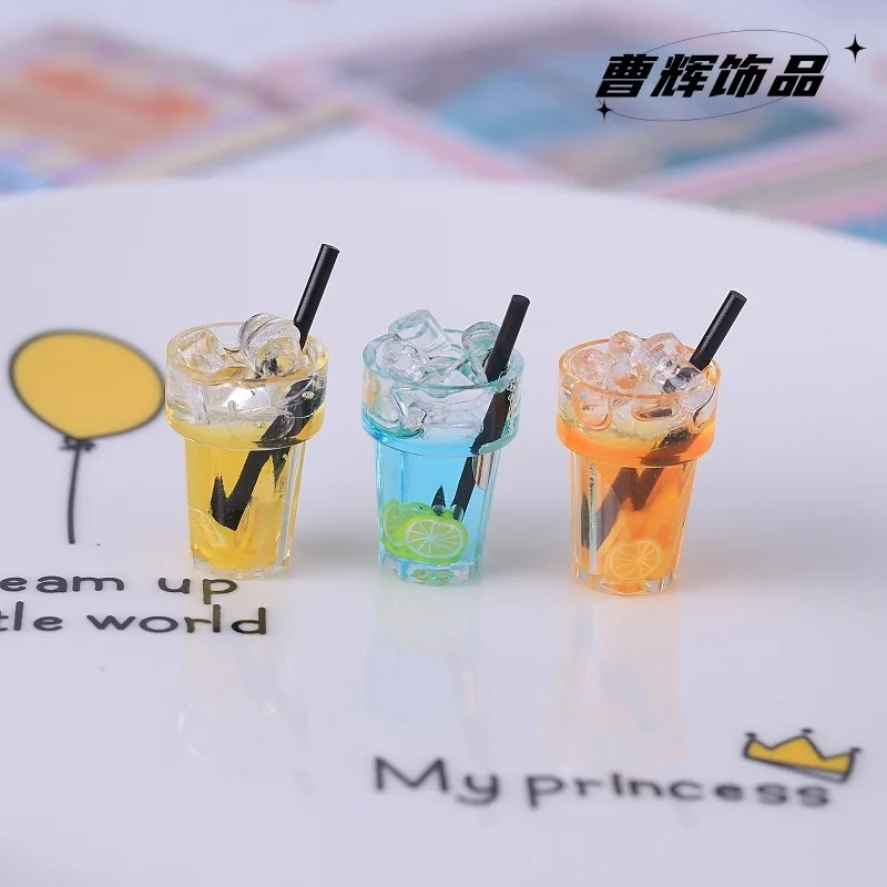 3pcs Lemon ice cubes ice drink cup DIY simulation miniature food toy doll house decoration