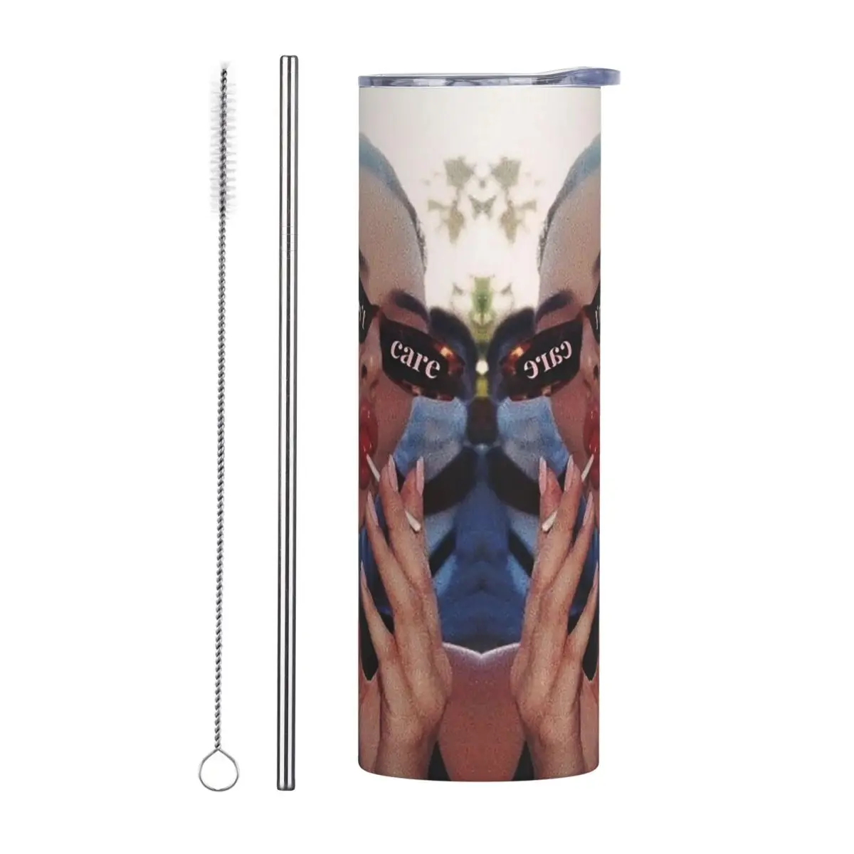 Vogue I Dont Care Lollipop Aesthetic Stainless Steel Tumbler Vacuum Insulated Mug Thermal Cold Cup Straw With Lid 20oz
