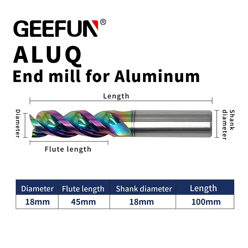 GEEFUN D.i.A 6mm / Length 150mm Carbide-3 Flutes of Solid End Mill for Aluminum Cut