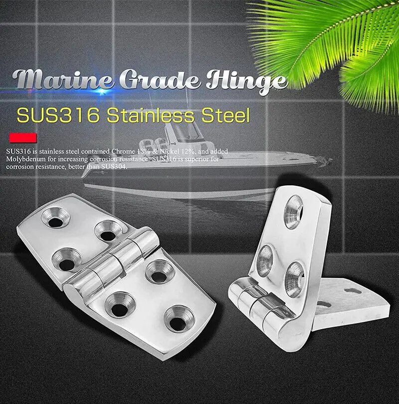 

2PCS 316 Stainless Steel Marine Door Hatch Hinge Silver Durable Sturdy For Motorhome Caravan Camper Van Rv Accessories