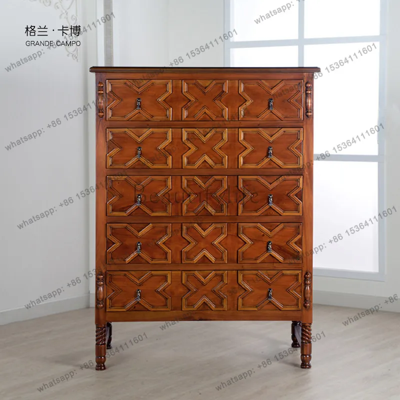 Mahogany Solid Wood Five-bucket Drawer Cabinet Small Unit American Country Drawer Cabinet