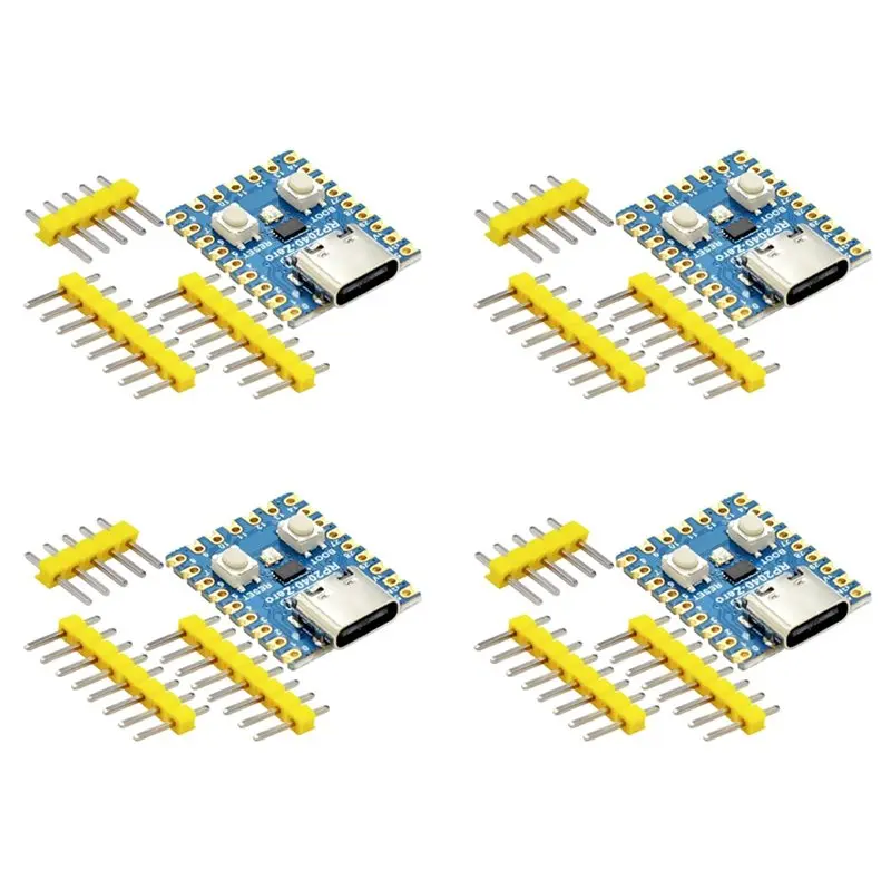

RP2040-Zero For Raspberry Pi Microcontroller PICO Development Board Module 4Pcs RP2040 Dual-Core M0+ Processor No Weld