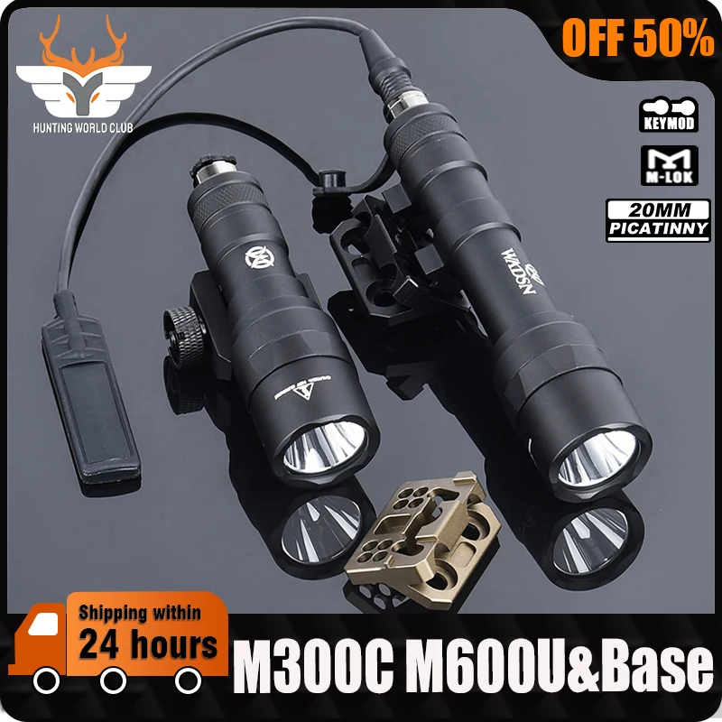 

Airsoft Surefir SF M600U M300C Flashlight White LED Light Metal M-LOK Keymod Base Fit 20mm Rail Hunting Weapon Scout Accessories