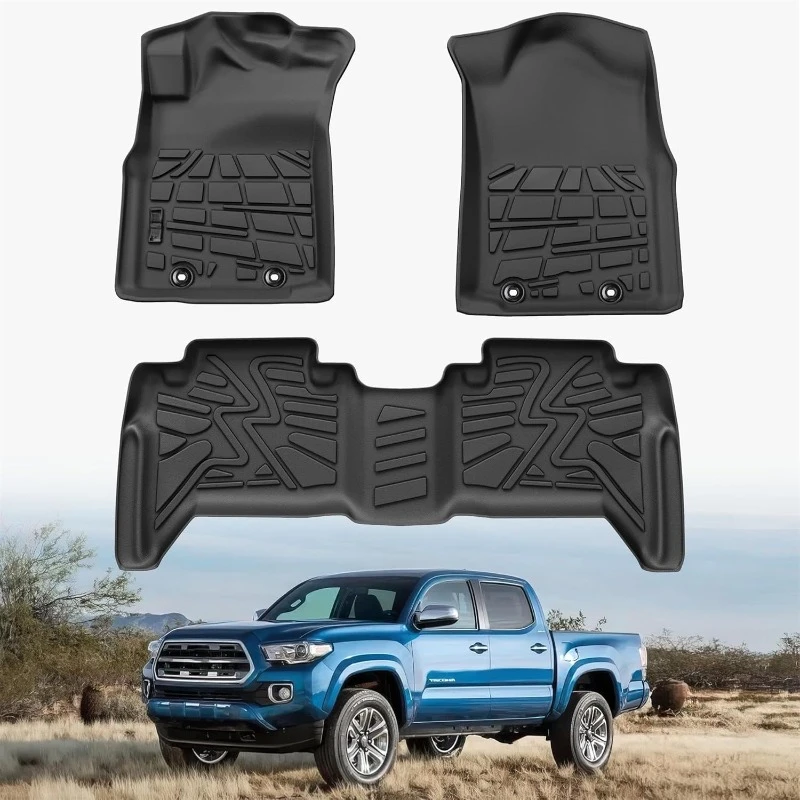 Floor Mats Fit 2005-2015 Tacoma Double Cab (Footwell Coverage), Custom Fit All Weather TPE Floor Liners