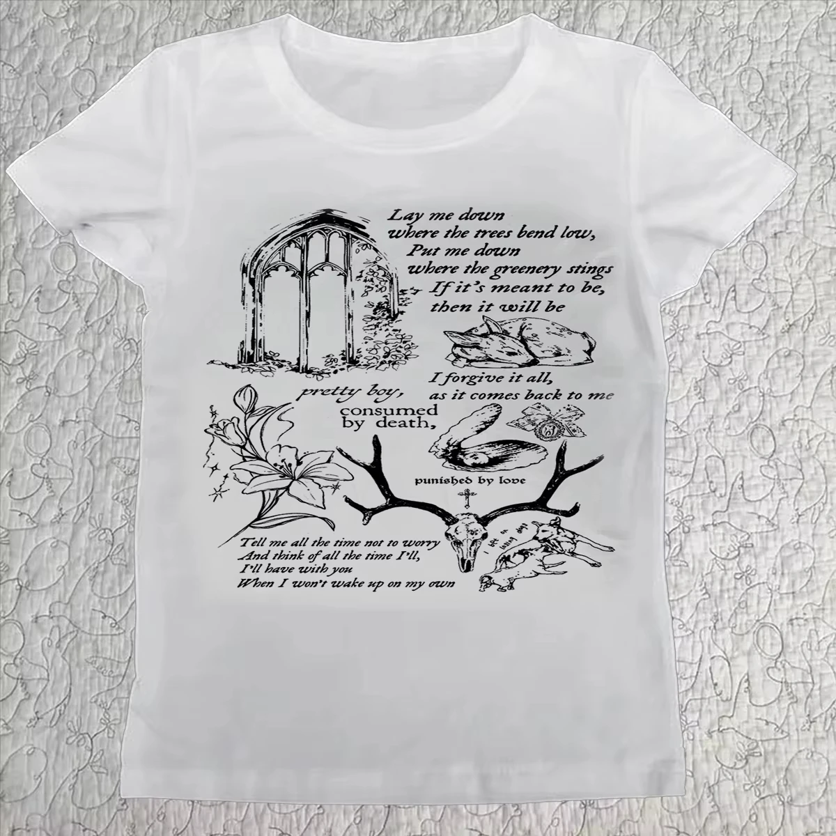 2000s Women Streetwear Long Sleeve Skinny Summer Tee Emo Girl Short Top Y2k Vintage Goth Letter Print Harajuku T-shirt Crop Tops