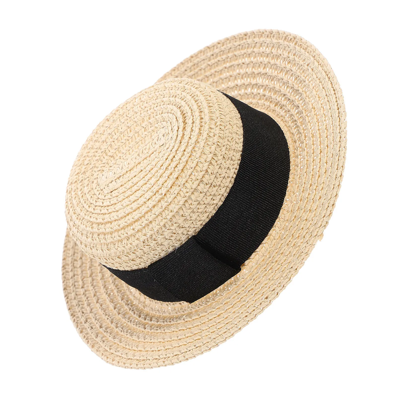 Miniature Handcrafted Straw Hat for Unique Flat Top Decor Fine Workmanship Ideal for DIY Craft Projects and Fashion