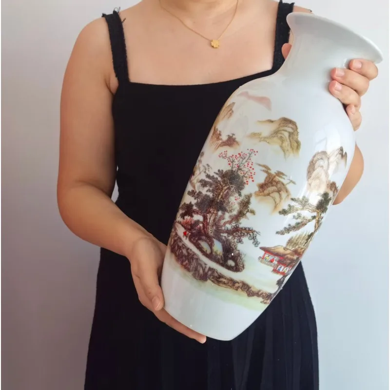 Pastel porcelain flower arrangement vase modern antique Chinese living room decoration pair decoration process