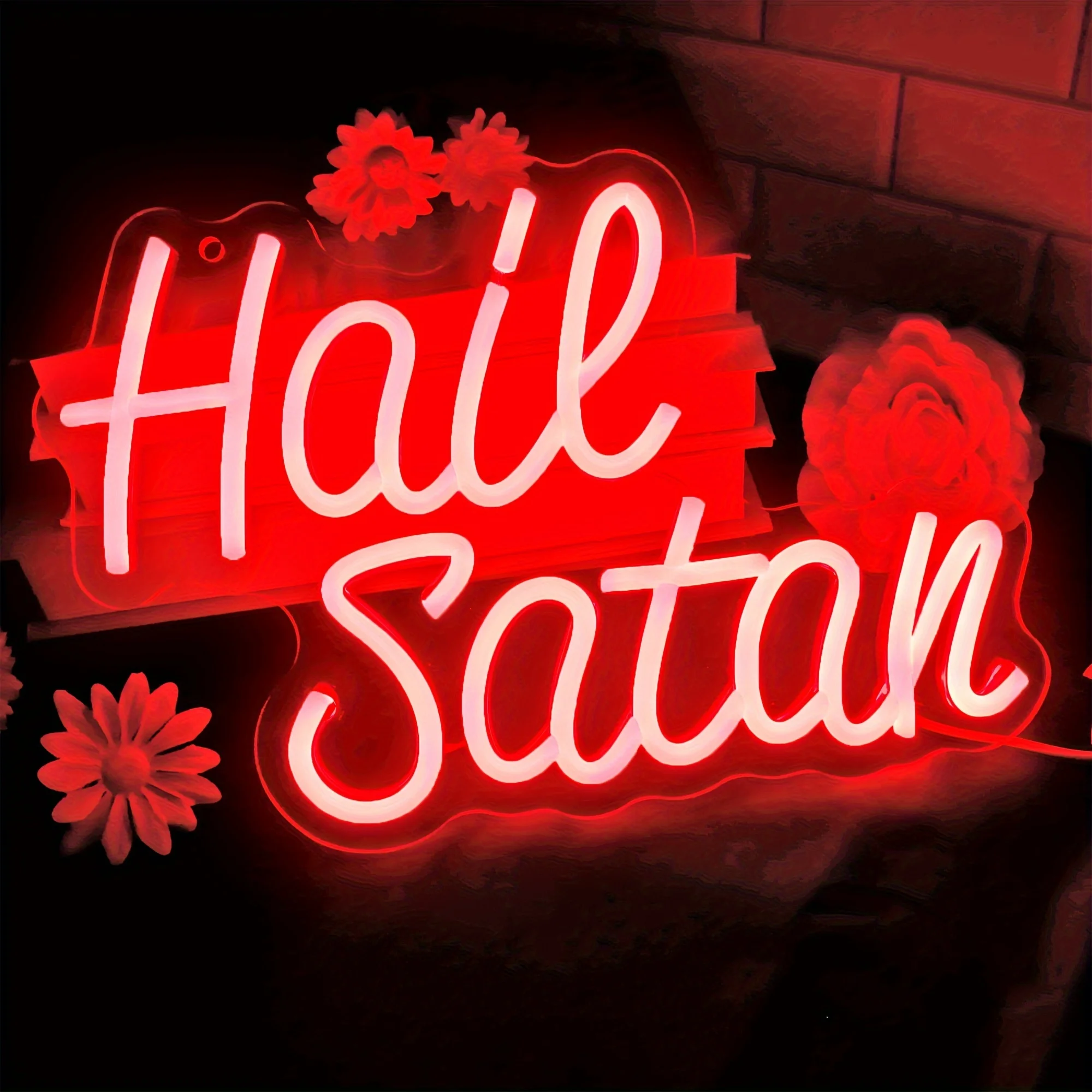 

Hail Satan Neon Signs LED Neon Light Sign Light Up Neon Signs for Man Cave, Home Bar, Store, Club, Bistro Halloween