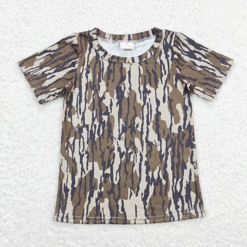 New arrival RTS wholesale kids short sleeve tops toddler boy summer camo print tee boys t shirt