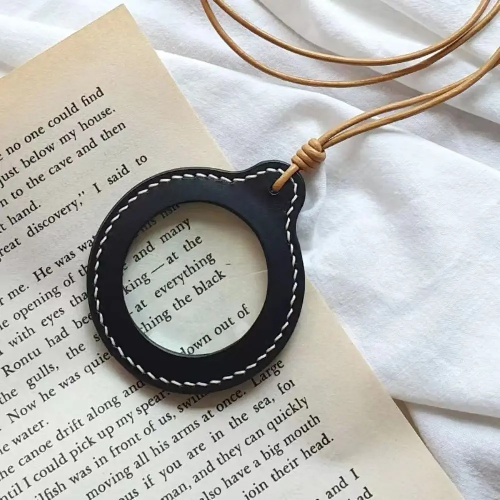 Portable Magnifier with Protective Case Simple Leather Strap Magnifier with Leather Case Vintage Handmade Reading Magnifier