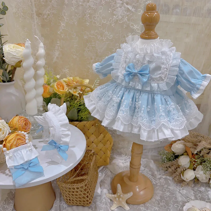 Robe ciel bleu, vêtements de poupée en coton de 20cm, robe de poupée de 10mm, jupe de poupée reborn de 50cm