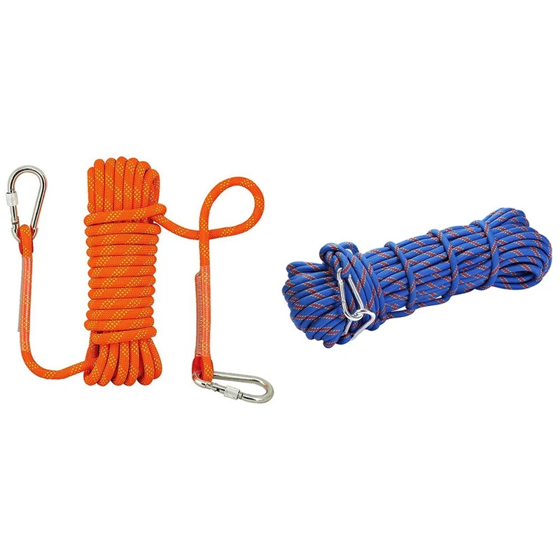 

10M Rock Climbing Rope Diameter 12 Mm Fire Escape Safety Rope With 2 Carabiners & 20M Outdoor Rock Climbing Rope