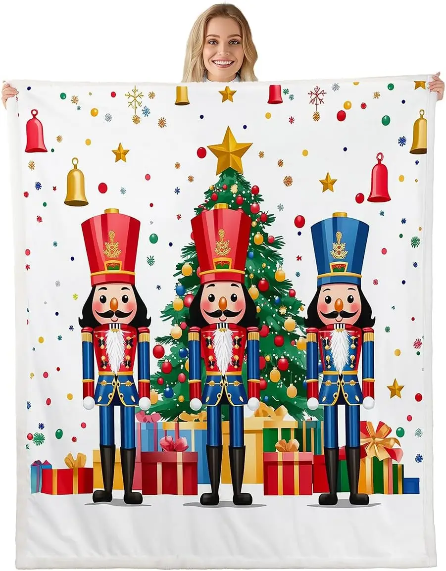 

Рождественское одеяло «Щелкунчик», зеленое флисовое одеяло с рождественской елкой, западная новогодняя тема, уютные пледы для кровати, дивана, детей